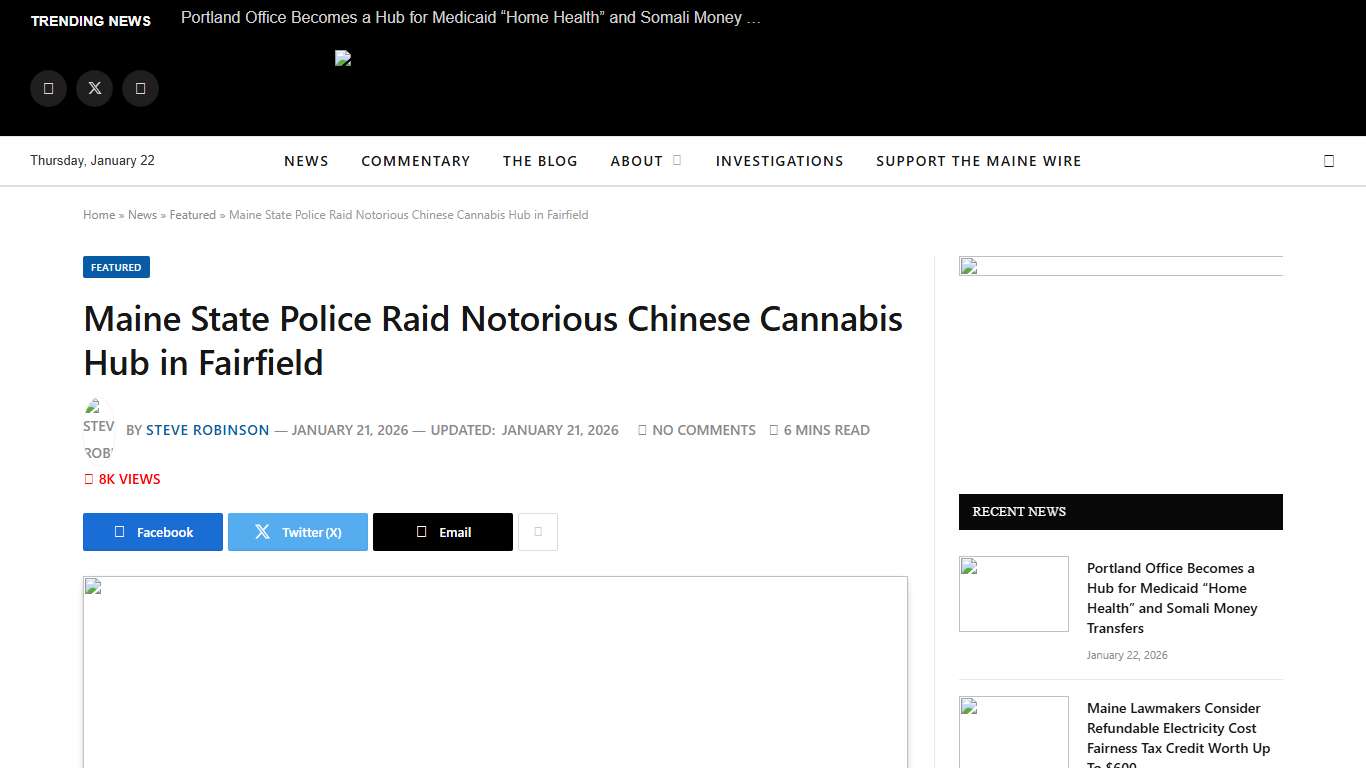 Maine State Police Raid Notorious Chinese Cannabis Hub in Fairfield - The Maine Wire