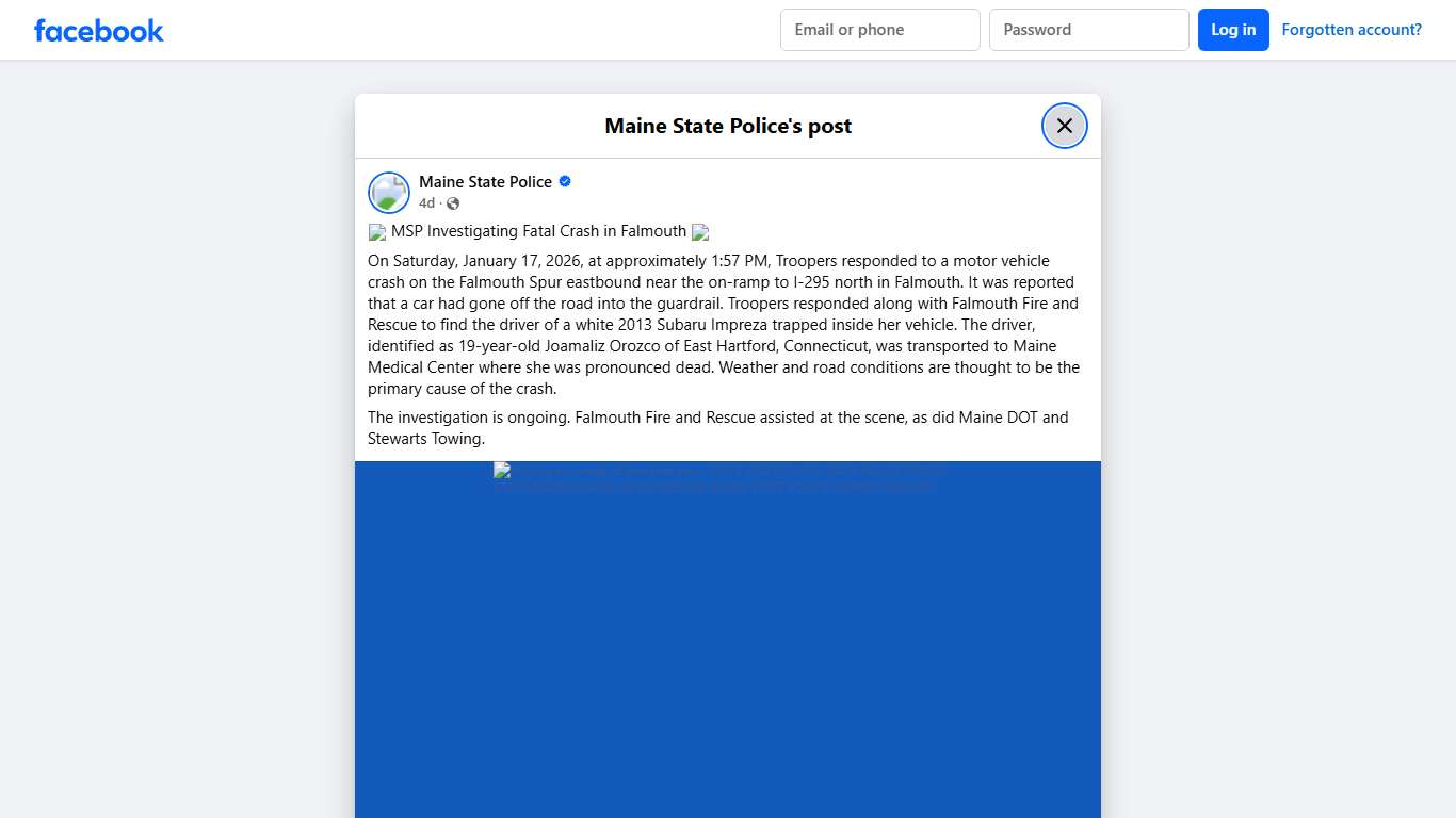 📰 MSP Investigating Fatal Crash in... - Maine State Police Facebook