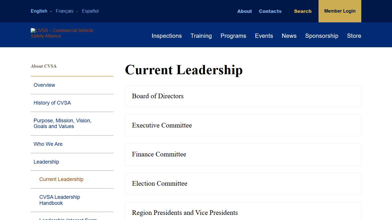 Current Leadership - CVSA – Commercial Vehicle Safety Alliance